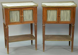 Louis XVI stands with inset marble top. ht. 31in., wd. 21in., dp. 14in.