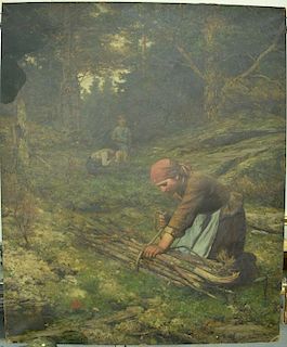 Oscar Wergeland (1844-1910) oil on canvas Gathering Wood, signed lower right OSC Wergeland, 67" x 55"