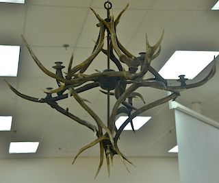 Antler chandelier with five candle holders. approximately ht. 45in., wd. 54in.