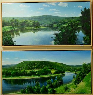 Pair of Jay Brooks (20th century) oil on canvas "River Bend" and River View" Delaware River, signed lower right Jay Brooks 98