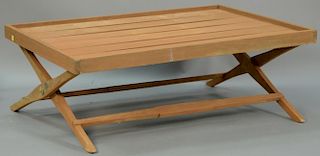 Teak folding coffee table, possibly Donghia or Janus et Cie. ht. 18in., top: 28" x 42"
