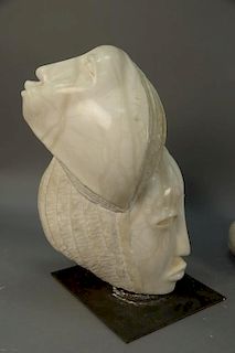 Ousmane Gueye (b. 1956) marble two faced sculpture signed in marble Ousmane Gueye. ht. 22in. Provenance: Collection of Anne J