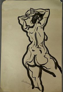 Joseph Samuel Delaney (1904-1991) watercolor and inkwash on paper Nude study signed lower left Josi Delaney. 17 3/4" x 11 3/4
