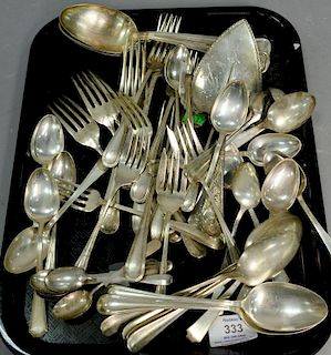 Group of sterling silver flatware, 56 pieces. 59.2