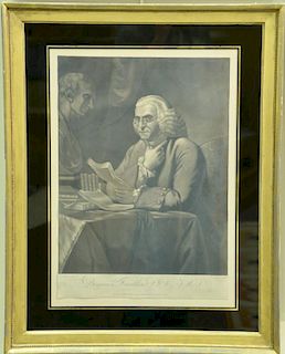 Pair of mezzotints including George Washington, President of the United States of American and Benjamin Franklin after Martin