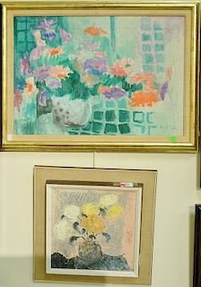 Two Shlomo van der Berg, oil on canvas paintings to include Flowers in a Vase, signed lower right and verso: van der Berg, Ku