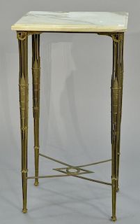 Marble top table with brass base. ht. 30 1/2in., top: 12 1/2" x 16"