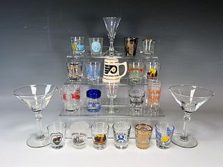 VINTAGE SHOT GLASS AND BAR WARE COLLECTION
