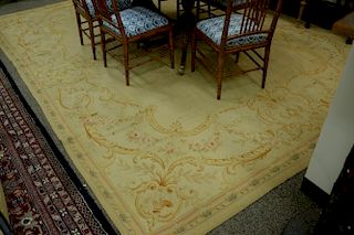 Aubusson carpet, probably late 19th century q(stains, some separations). 9'9" x 12'10"