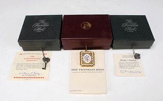 THREE FRANKLIN MINT PENDANT NECKLACES IN BOX