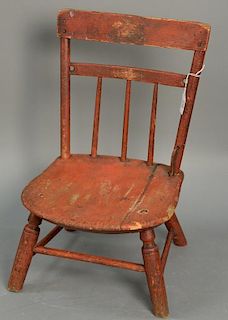 Child's Windsor side chair signed G. Dewey, early 19th century. ht. 20 1/2in.
