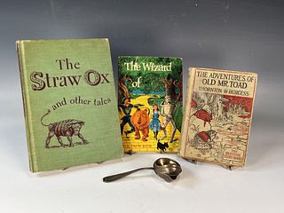 VINTAGE CHILDRENS BOOKS AND BABY SPOON