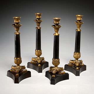 Set (4) Regency style bronze candle sticks