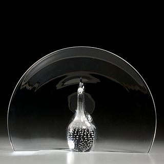 Steuben glass peacock sculpture