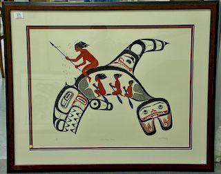 David Boxley (1952) silkscreen Killer Whales Revenge signed lower right David Boxley and numbered lower left 138/185. 21 1/4"