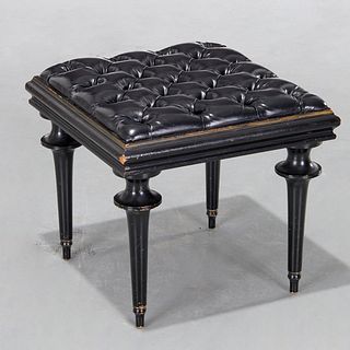 Parzinger style button tufted lacquered stool