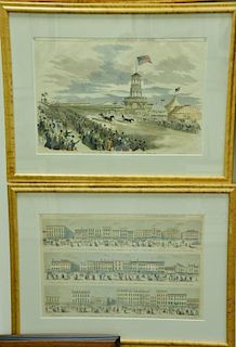 Set of eight large framed Harper's Weekly prints to include birdseye view of Boston Ballou's Pictorial, Copley Square, etc. a