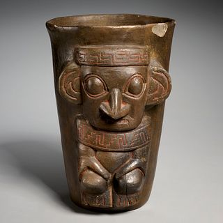 Pre-Columbian style blackware figural kero