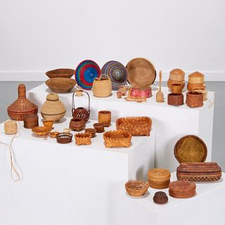 Large collection miniature baskets and boxes