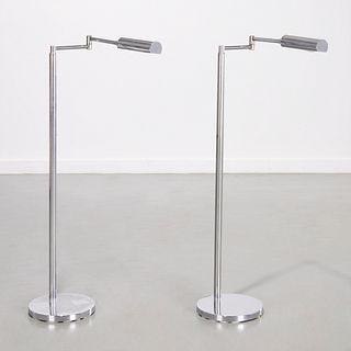 Pair Koch & Lowy chrome OMI floor lamps