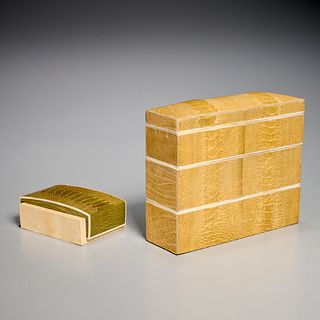 R & Y Augousti, (2) reptile skin boxes