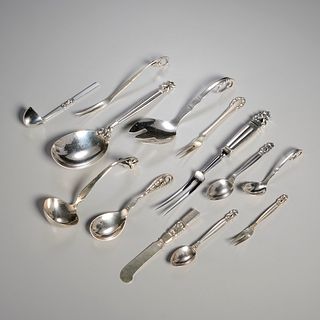 (9) Georg Jensen sterling silver serving utensils