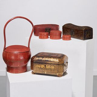 Group (7) antique Asian boxes