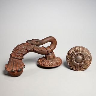Cast iron swan form door knocker