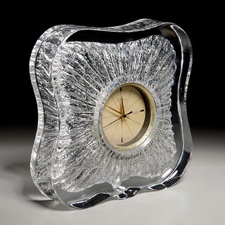 Daum crystal 'Anemone' table clock