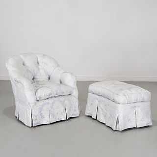 Custom designer lounge chair and ottoman