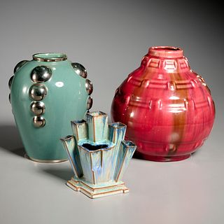 (3) Art Deco ceramic vases