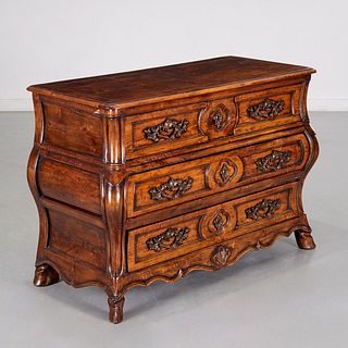 Louis XV Provincial style bombe commode