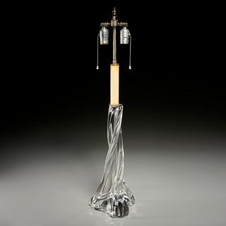 Baccarat glass twist table lamp, signed