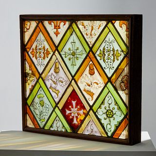 Antique leaded glass window panel