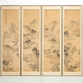 Set (4) Chinese framed scroll paintings