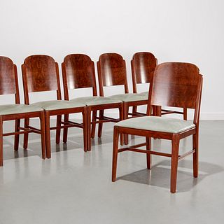 Set (6) Art Deco burlwood dining chairs