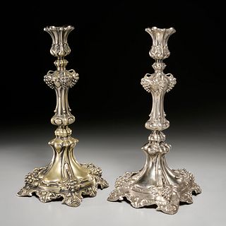 Pair Continental silver candlesticks