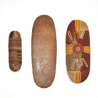 (3) Aboriginal carved and painted boards