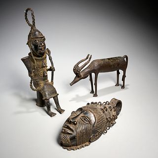 (3) Benin and Ife style African bronzes