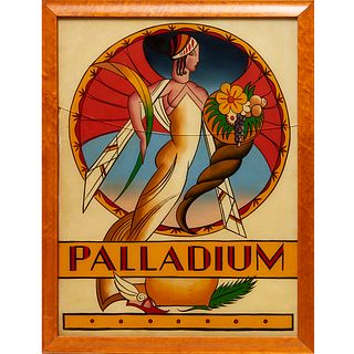 "Palladium" reverse-glass painted poster