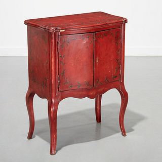 'Comodino' red lacquer cabinet by Patina