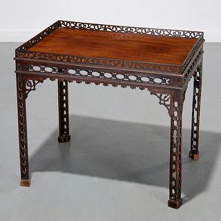 George III Chinese Chippendale silver table