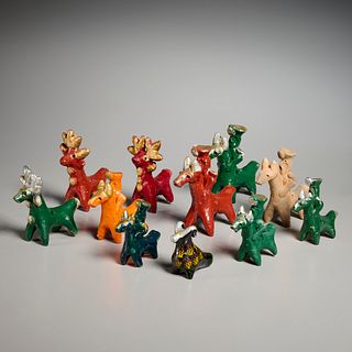 Group Russian Abashevo clay animal form whistles