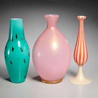 (3) Murano glass vases