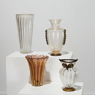 (4) large Murano glass vases