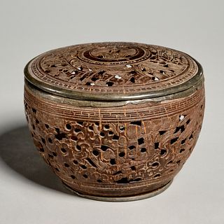 Chinese coconut censer or cricket box