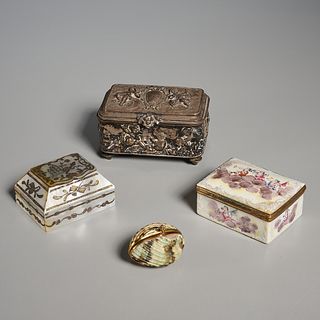Group (4) antique snuff and patch boxes