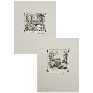 Maurice Sendak, (2) signed Little Bear prints