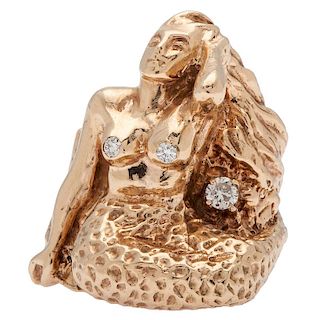 Mermaid Ring with Diamonds in 14 Karat Yellow Gold