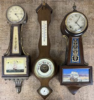 Miniature Banjo Clocks And Barometer